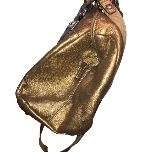 Tignanello HOLIDAY rich gold leather cross body hand bag gold chain link… - Picture 6 of 7